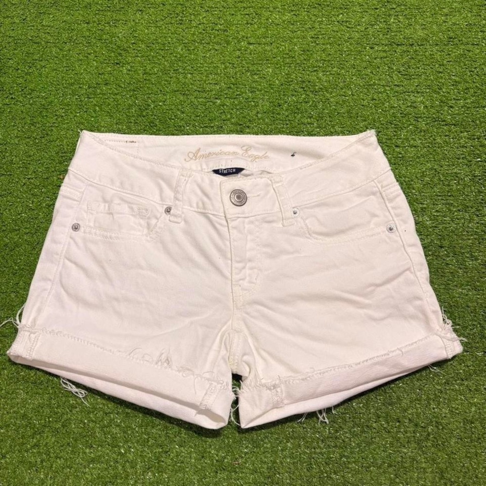 Vintage 2010s American Eagle White Denim Summer Shorts Low Rise Size 0